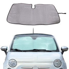 Auto Windschutzscheibe Sonnenschutz UV Ray Reflektor Kompatibel mit FIAT 500 2010-2024 Abarth 595 2014-2024 Frontscheibe Sonnenschutz Schild Abdeckung Faltbare Reflektierende Sonnenblende