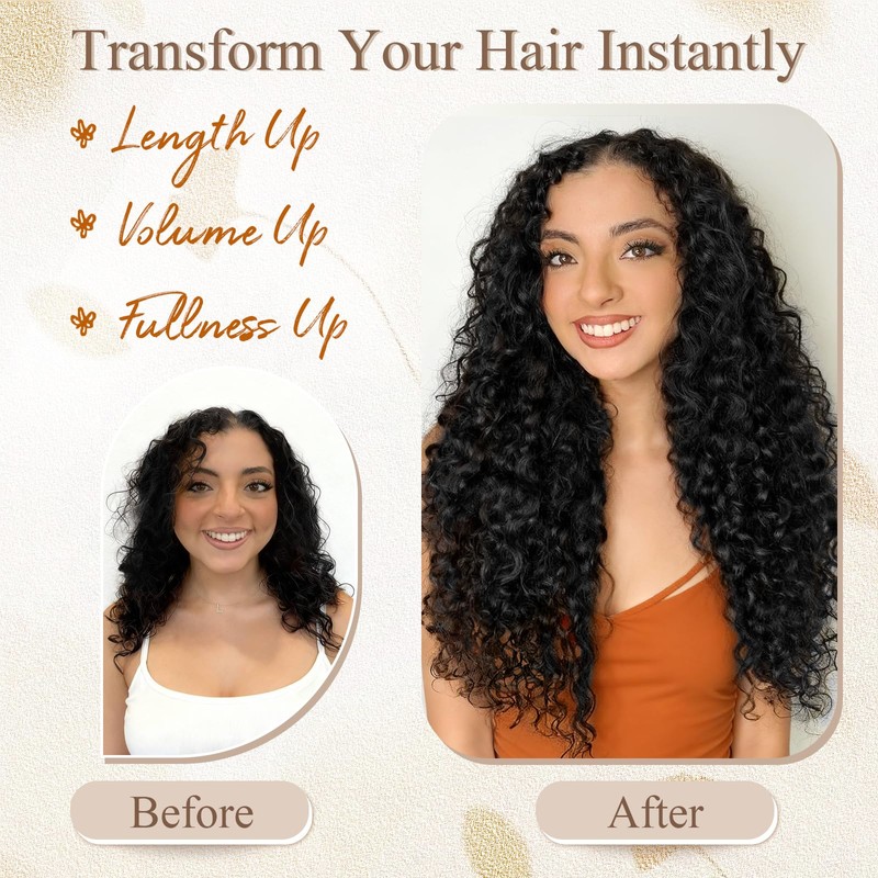 Curly Clip in Hair Extensions,4PCS 20 Inch 100％ Pure Protein