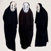 Halloween Mask Ghost Costume Cape COSplay No-Face Anime Outfit White-Black Mask Full Costume+Gloves+Mask/XXL 2ea