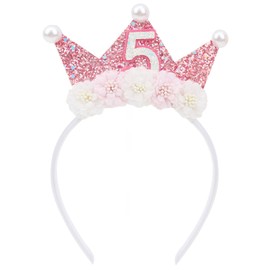 Birthday Girl Crown Headband for 5 Year Old - Birthday Crown Headband for Girls Birthday Tiara for Girls Princess Crowns for Little Girls 5thBirthday Girl Outfit 5th Birthday Decorations for Girls