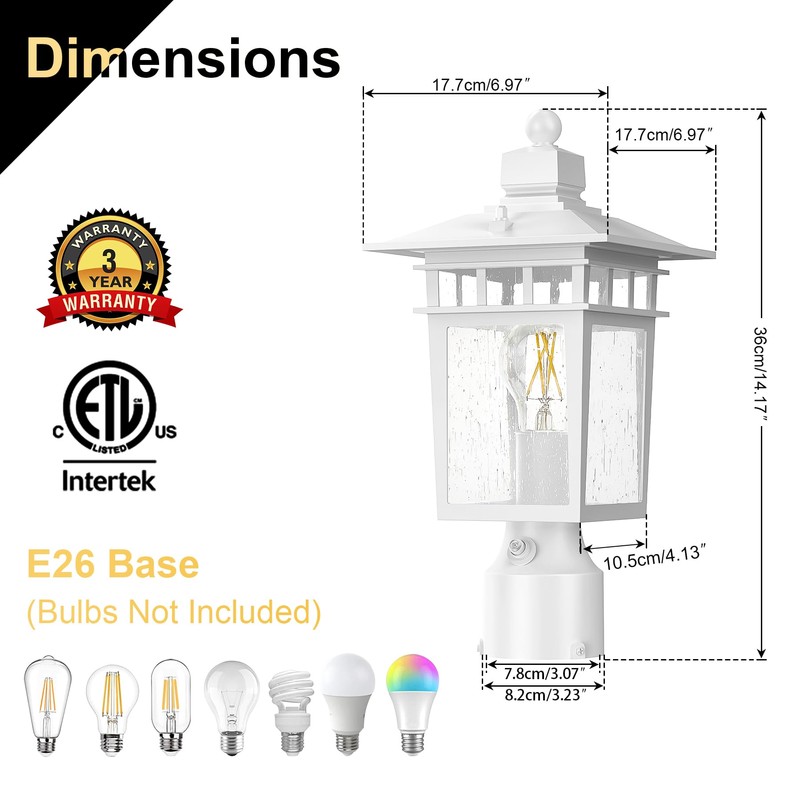 APOTO Dusk to Dawn Outdoor Post Lights, Waterproof Lamp Post