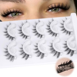 Self Adhesive Eyelashes Natural Self Adhesive Lash Clusters No Glue Needed Press On Lashes Reusable Pre-Bond Individual Lashes Wispy Eyelashes Extension Self Adhesive 8-16mm C Curl