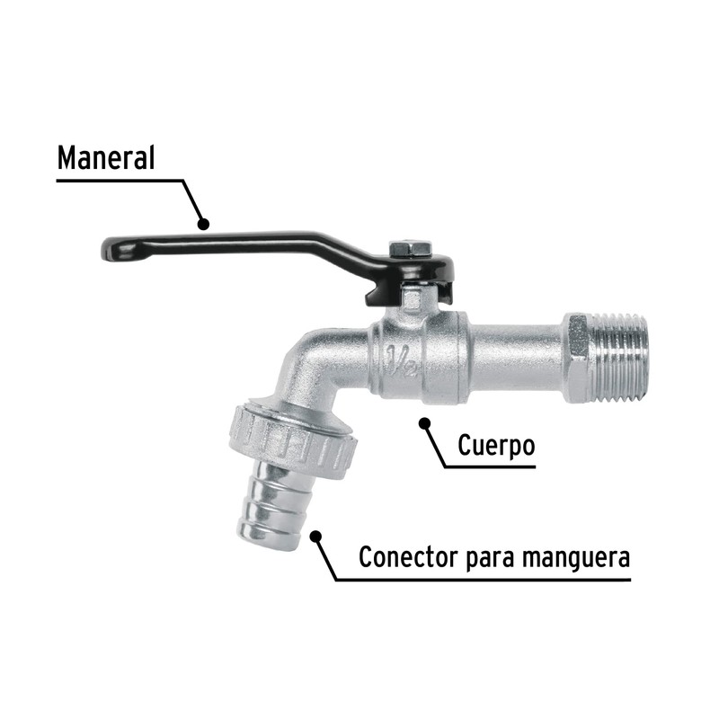 Pretul LL-21P, Llave de esfera con recubierto de niquel, 1/2"