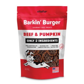 Vitafur Barkin Burger Beef & Pumpkin Only 2 Premium Ingredients All Natural Dog Treats, Grain Free, Free from Fillers and Preservatives Perfect for Sensitive Stomachs, USA Made, 4 oz