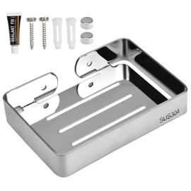 Mikihat Soap Holder, Stainless Steel Soap Dish Wall Mounted Soap Holder Soap Dish Shower Stainless Steel Screw Mounting Soap Holder No Drilling Soap Holder for Bathroom Kitchen