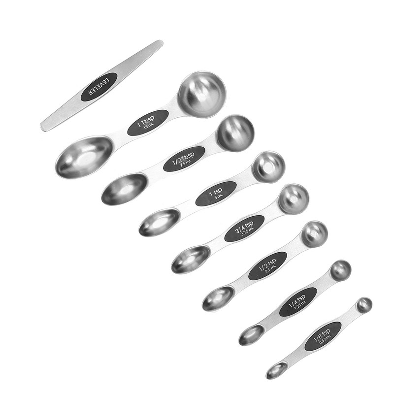 Measuring Spoon Set Double Head Magnetic Scoop with Black Handle