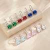 JiaYangJY Silver Square Princess Cut Cubic Zirconia Drop Earrings for