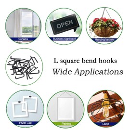 Alloygold 30 Pieces 3 Sizes Gun Black Screw Large Square Bend Hook kit, Galvanized Square Bend Hook self Tapping Screw Hook for Home/Workplace/Office, Heavy Load Bearing