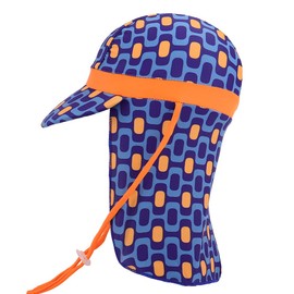 ESTAMICO Kids' Swimsuits Sun Protection Hat, Swim Cap, UV Protection, UV Protection, Flap Cap Hat, Shade Hat, Swim Cap (Orange, Blue)