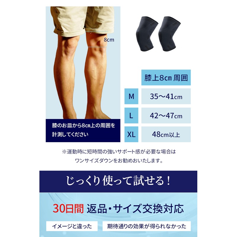 【整体師監修】 膝サポーター 着圧 滑り止め付き 2枚入り スポーツ 家事 立ち仕事 登山 ランニング