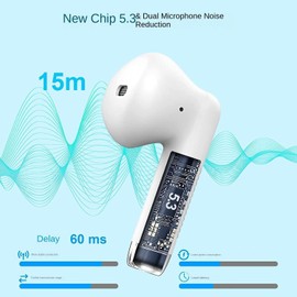 Wireless Earbuds,Bluetooth 5.4 in Ear Headphones with Noise Cancelling Mic, 48H Playtime HiFi Stereo Bluetooth Earphones, IPX7 Waterproof Touch Control True Wireless Headphones (White)