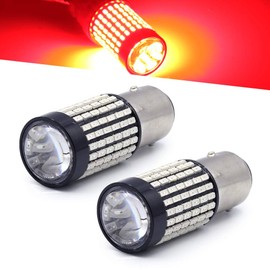 Syneticusa 1157 LED Bulbs Super Bright 3014 chipset 144-LED with Projector Replacement for Brake, Stop,. Tail Light, Turn Signal lights, Red (Pack of 2)