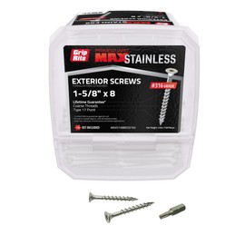 Grip-Rite PrimeGuard Max MAXS1588DS3165, Deck Screw 1-5/8" x #8, T20 Star Drive, 316 Stainless Steel, 5LB Box