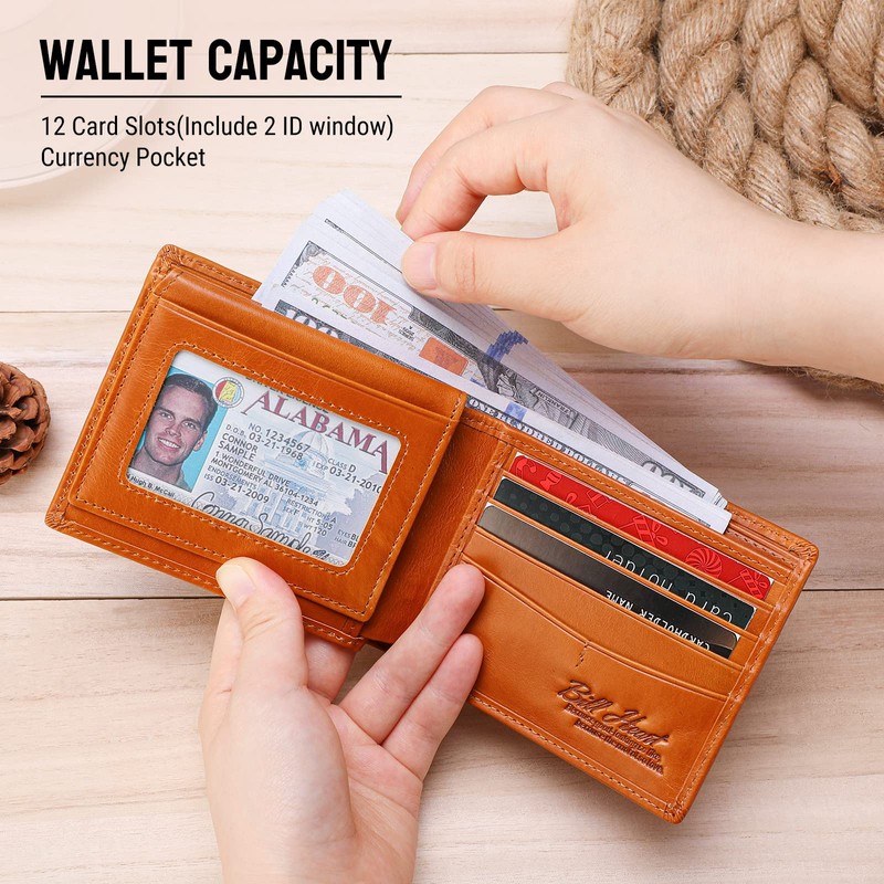 bill heart Wallet with Chain for Men, RFID Blocking Genuine
