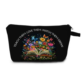 MoCaliduccious Inspirational Teacher Gifts: Cosmetic Case & Makeup Bag Teacher Appreciation Gifts for Women Teachers Pencil Pouch New Daycare Future Teachers Unique Small Makeup Cosmetic Bags Zipper