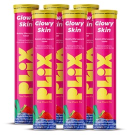 PLIX - THE PLANT FIX PLIX Glowy Skin 500mg Glutathione Supplement with Hyaluronic Acid, Vitamin C, E & Berries | 90 Effervescent Tablets, Strawberry Flavor