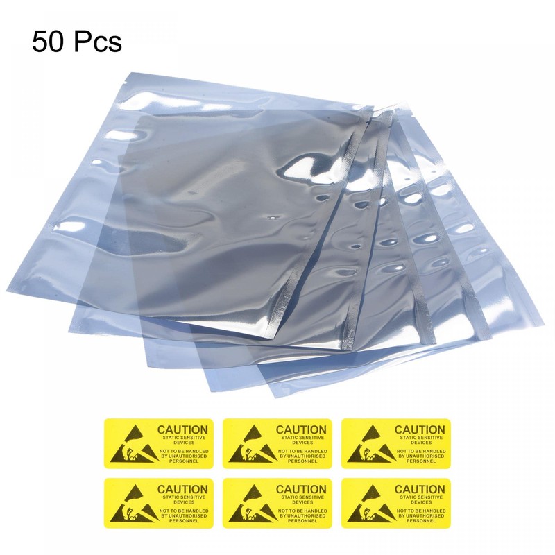 sourcing map Anti Static Bags Shielding Bag 50pcs 6x8inch(15x20cm) Open