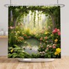 Kzzfqxb 165x180cm Shower Curtains with Plastic Hooks, Lush Green Wonder
