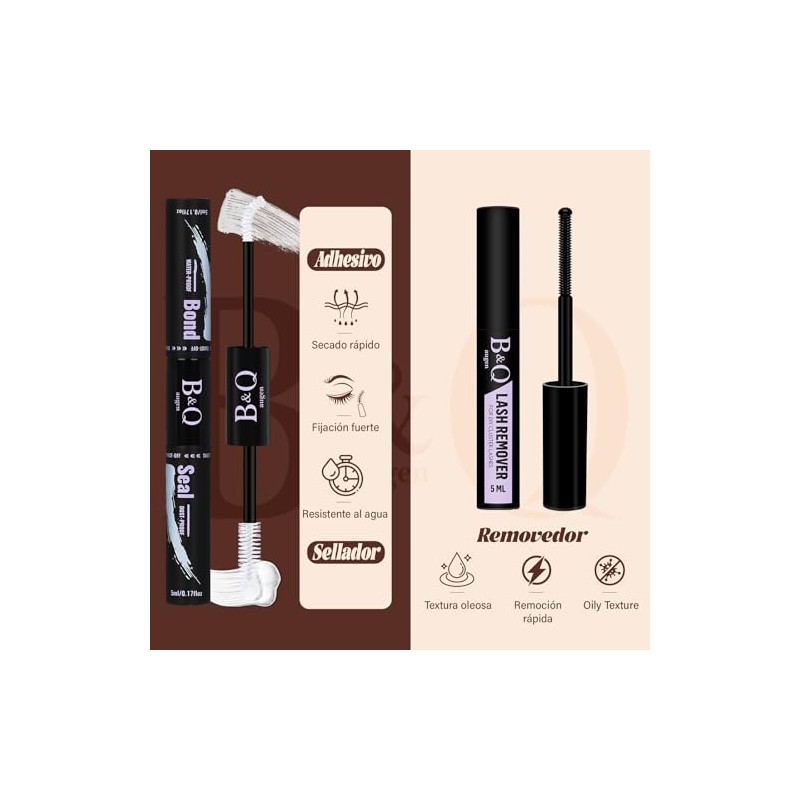 B&Q Pestañas Postizas Kit Completo Marrones Mochalash 01 Extensiones de