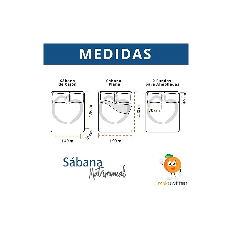 Melocotton Juego de Sábana Matrimonial de Microfibra 1800 grabada a