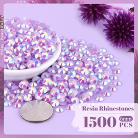 1500PCS 6mm Resin Jelly Rhinestones in Bulk (Lavender Purple AB), Bedazzling Flatback Crystals Rhinestones for Crafting DIY Nail Decoration, Gems Diomand Charms for Tumbler Shoes Clothing Fabric