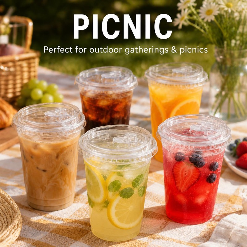 200 Pcs Clear Strawless Plastic Lids Fits for 12, 16,