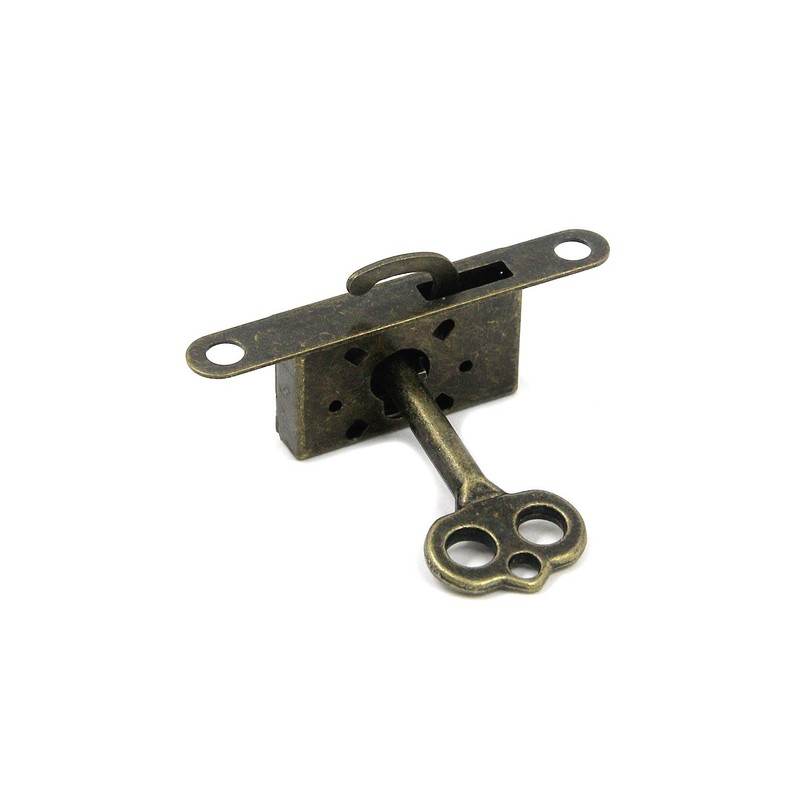 Coshar Small Bronze Antique Lock Mortise Chest Lock Decorative Lock