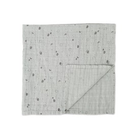 MORI Baby Boys and Girls Pre Washed Muslin Swaddle Cloth 110 x 110 cm in Grey - 100% Cotton Breathable Unisex Infant Receiving Blanket - Large