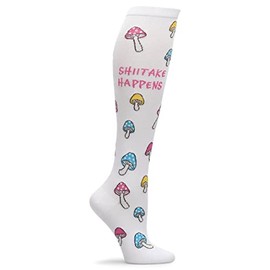 Nurse Mates Calcetines | Compresión de 12-14 mmHg | Sobre la pantorrilla | Soporte cómodo, Shitake Happens, Talla única