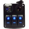 3 Gang Rocker Switch Panel Aluminum DC 12V 24V ON