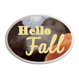 Natural Pinewood Hanging Plaque With Metal Hook - Hello Fall - 5"X 7" Oval Modern Art Front Door Hanging Sign, Yard Sign, Farmhouse, Cafe, Store, Home & Office Decorations - D18