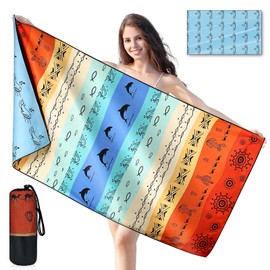 Joyoldelf Beach Towel, Microfibre Towel, Bath Towel - 180 x 90 cm, Beach Towels, Quick-Drying Beach Towel, Large, Lightweight and Thin, Portable Microfibre Towels, Sand-Free (Colourful Desert)