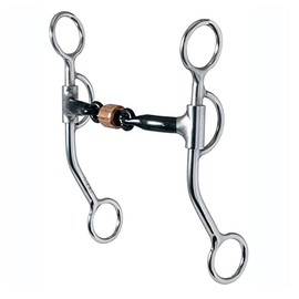 Reinsman 776 All Around Curb Bit for Horse - 3-Piece Sweet Iron Snaffle with Copper Roller - Stage C, 7” Cheeks, 5” Mouth7/16” 3-Piece Snaffle w Roller