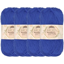 Baby Soft Bamboo Cotton Yarn - JubileeYarn - Dynasty Blue - 4 Skeins