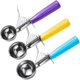 HOMURE H Ice Cream Scoop Set, 3 PCS Cookie Scoops, Disher, Muffin Scoops, Cupcake Scoop - #16 (2.7 oz), #20 (2 oz), #30 (1.25 oz), For Cookie, Ice Cream, Muffin, Side Dish, Mashed Potatoes