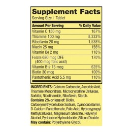 Spring Valley Super B-complex Vitaminas 250 Tabletas Sin Sabor