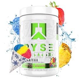 Ryse Core Series BCAA+EAA | Recover, Hydrate, and Build | with 5g Branched Chain Aminos and 3g Essential Aminos | 30 Servings (Tropical Snocone)