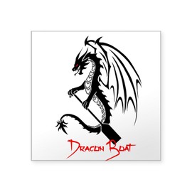 CafePress Dragon Boat Red Text Sticker Square Bumper Sticker Car Decal