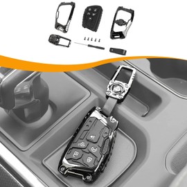 Hoolcar Zinc Alloy Key Fob Cover, Keychain, 5 Buttons Key Protective Case, Accessories Compatible with 2020-2025 Chevy Silverado 1500 GMC Sierra 1500, for 2024 2025 Silverado Sierra 2500HD 3500HD