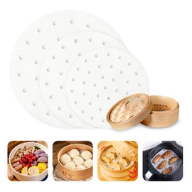 Seiro Steamer Basket Sheet (50 Pieces, Diameter 3.0 - 10.4 inches (7.5 - 26.5 cm)), Steamer Set, Disposable, Round, Round Steamer Sheet, Silo Paper, Cooking Sheet Seiro Sheet for Cooking (Round (10.4