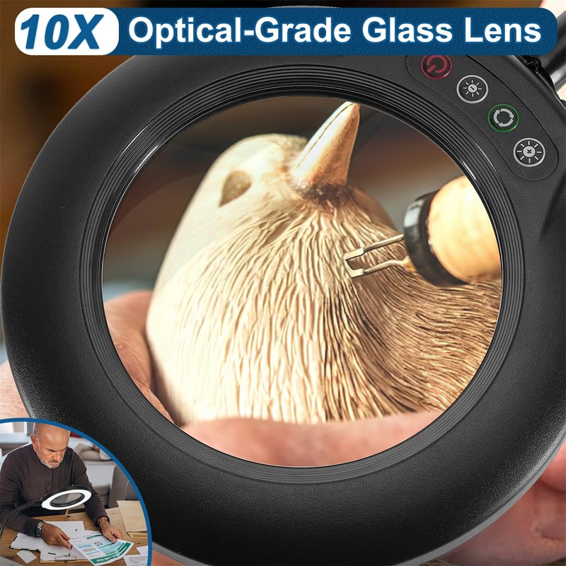 IVMAIE 10X Magnifying Glass with Light, Real Glass Lens, 5