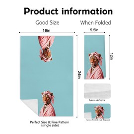 GDJIEGBC Trendy Funky Cheetah Bathroom Hand Towels,16x24 Inch Set of 2,Blue and Pink Leopard Hand Towels for Bathroom Kitchen,Leopard Print Kitchen Dish Tea Towels