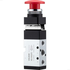 VIILOCK Pneumatic Mechanical Valve, 1/4” NPT 5 Way 2 Position Momentary Push Button Manual Control Air Valve MSV-86522PB