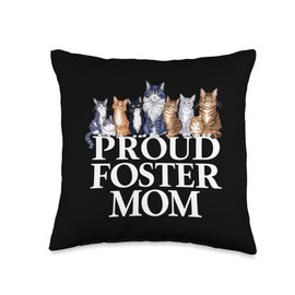 Womens Cute Cat Adoption Proud Foster Mom Fostering Kittens Throw Pillow