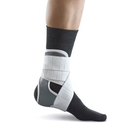 Push-Bandage med Aequi Flex Knöchelbandage bietet Unterstützung, Links, Grau/Weiß, Größe 1