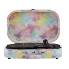 Crosley CR8009B-TD Discovery Vintage Bluetooth in/Out 3-Speed Belt-Driven Suitcase Vinyl Record Player Turntable, Tie-Dye