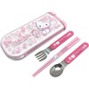 OSK Bento Box Sliding Lid Trio Hello Kitty Sakura [Chopsticks/Spoon/Fork/Easy Open/Close] Made in Japan Dishwasher Safe CT-20