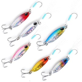 Spotlip 6pcs Metal Jig Set 10g/15g/20g/25g/30g Boat Sea Fishing Lure Set Long Shot Swim Lure (15g)