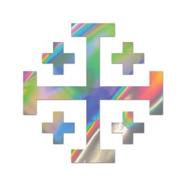 Jerusalem Cross Premium Sticker Decal Oil Slick Rainbow Holographic Metallic Christian Religous - Oil Slick - 20" W x 20" H