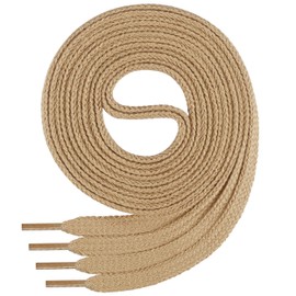 Di Ficchiano flat lace-up made of 100% cotton for trainers and trainers - very tear-resistant - approximately 7 mm wide, 45 cm - 200 cm length. Made in Europe., beige, 75 cm